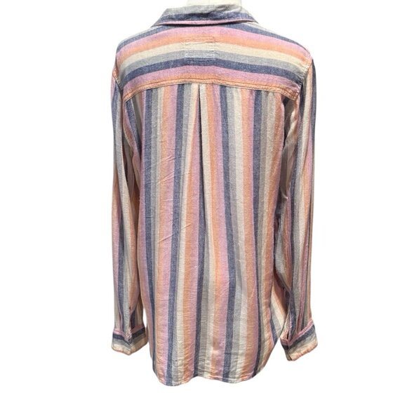 Rails Charli Linen Blend Rainbow Long Sleeve Button Down Shirt Women’s Small - Picture 5 of 14